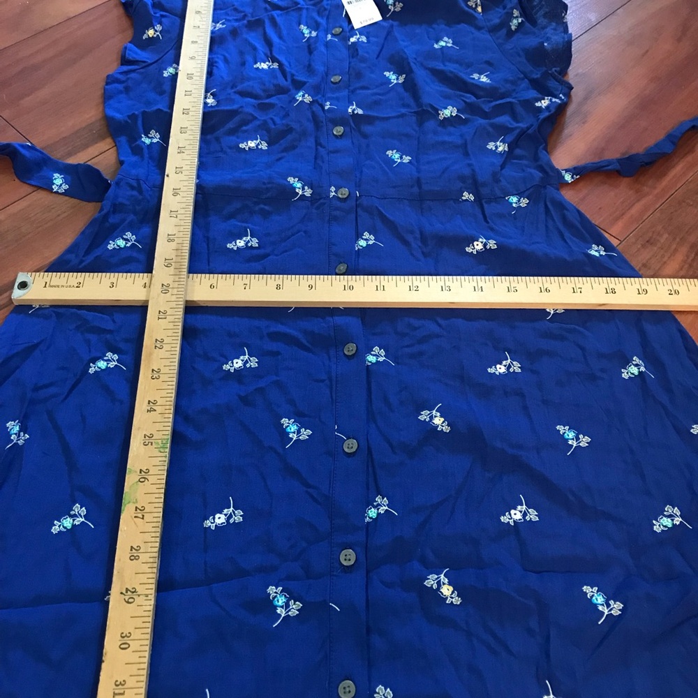 LOFT Royal Blue Floral Button-Front Tie-Waist Dress size 6 - Picture 15 of 16